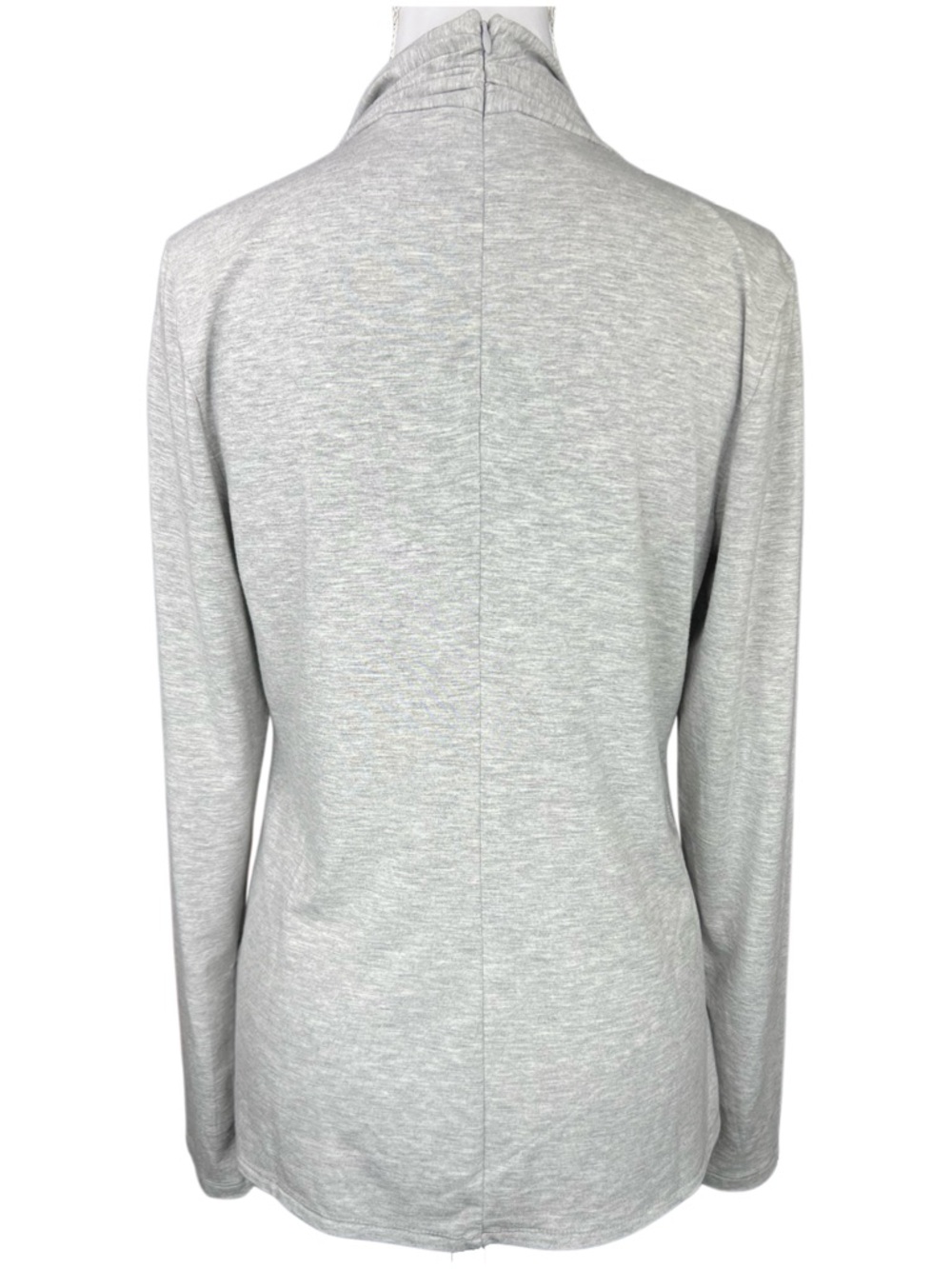 Elie Tahari Gray Draped Crossover Mock Neck Long Sleeve Knit Top Medium - Picture 4 of 8